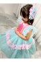 Girl's Tutu Detailed Blue Pink Fluffy Party Princess Dress + Buckle - 3