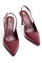 Burgundy Patent Leather Shoes Pointed Toe Thin Heel Back Strap Casual & Classic Stiletto Shoes - 3