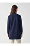 Navy Blue Mock Neck Soft Touch Women's Sweatshirt Tunic - 3