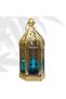 Moroccan Lanterns Set of 2 – Decorative Hanging & Table Lanterns for Ramadan, Eid, Christmas – Gold Metal with Red & Blue Glass, Candle Holder Moroccan Decor for Home, Living Room - 7