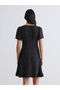 Lcw comfort black v-neck polka dot ruffle mini dress - 4