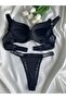 Women's lace stone underwire support padded push-up bra set lingerie set double set - 5