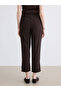 Brown Elastic Waist Women's Trousers - 4