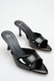 Women's Pointed Toe Heeled Sandals Black Patent Leather