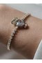 Charm Baykuş Gold Color Bracelet with Steel Zircon Stone - 5