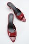 Women's Pointed Toe Heeled Sandals Burgundy Patent Leather - 3