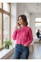 Women's Başak Model Crew Neck Thick Knitwear Sweater with Elastic Waist Detail Hair Knit - 2