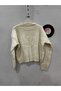 Women's Ecru Oversize Crop Short Model Knitwear Sweater - 7