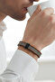 Modern Steel Mesh Detailed Magnetic Brown Leather Men's Bracelet - 5