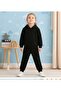 100% Cotton Girls' Hooded Sweatshirt and Black Sweatpants - Comfortable Two-Piece Set