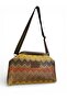 Secret Scholarship Clutch Hand/Shoulder Bag Zigzag Patterned Brown Leather Detailed Tile-Toned - 6