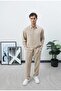 Men's Beige Oversize Relaxed Fit Premium Summer Textured Long Sleeve Muslin Shirt - 4