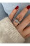 Limited Edition - 2 Row Zircon Stone Bottom Adjustable Women's Ring - 4