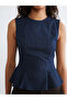 Crew Neck Peplum Jean Blouse - 3
