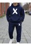 Erkak Alt Üst Set X Fashion Print Design Hooded Sweatshirt