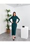 Hakim Collar Draped Roba Detailed Buckled Long Women's Dress - 2