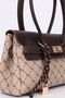 Women's Monogram Mink Brown Leather Belted Charm Detailed Covered Hand and Shoulder Bag 16X30 cm Pera - 7