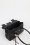Women's Black Braided Leather Belted Charm Detailed Covered Hand and Shoulder Bag 16X30 cm Pera - 6