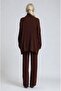 Zip Collar Long Knitwear Tunic & Wide Leg Pants Set 10318 - 7