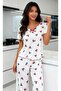 Women's Cherry Patterned Comfortable Women's Pajama Set Seasonal Satin Look - 3