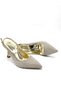 (Dekas) Women's Evening Dress Shoes with Pearl Stone Detail and Closed Toe Heels Gold - 2