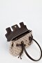Women's Monogram Mink Brown Leather Belted Charm Detailed Covered Hand and Shoulder Bag 16X30 cm Pera - 5