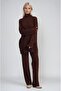 Zip Collar Long Knitwear Tunic & Wide Leg Pants Set 10318 - 6