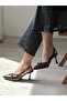 Brown Patent Leather Pointed Toe Heeled Shoes with Thin Belt Detail - 3