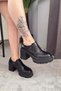 Women's Carmel Black Patent Leather Lace-Up 8 cm Heeled Platform Shoes - 3