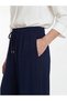 Navy Blue Women's Wide Leg Pants with Elastic Waist - 5