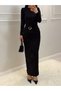 Gold Buckle-Detail Slit Dress