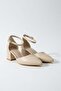 Women's Holy Beige Short Thick Heeled Casual Comfortable Shoes - 5