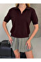 Women's Polo Collar Short Sleeve Knitwear Blouse - 8