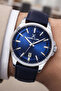 Leather Cord Steel Case Calendar Men's Wristwatch Wrist Bracelet Gift Blue Zmdk1211