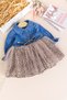 Denim Leopard Patterned 100% Cotton Stylish Special Occasion Baby Girl Dress