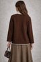 Women's Round Neck Pocket Detail Stitched Classic Chic Knit Jacket LOİ26-PKN26P17 - 5