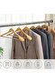 Natural Wooden Suit Hanger Wide Shoulder Coat Hanger with Trouser Bar Gold Hook 5 Pieces - 3