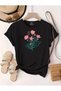 Unisex Oversized Printed Cotton Crew Neck Short Sleeve BLACK T-shirt