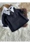 Girl's White Lace Collar Denim Dress - 2