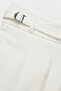 Men's White Lycra Italian Cut Pleated Belt Buckle Stylish Fabric Trousers 2601020 - 5
