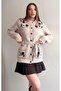 Soft Textured Contrast Embroidery Wool Blend Belted Knitwear Cardigan