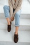 Bonita Brown Suede Beaded Detailed Ballerina Shoes - 4