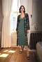 Floral and Leaf Patterned Lace and Low-Cut Dressing Gown Set - Ssssss9478-1041