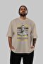 Zeus 3 Mythology Front Printed Beige Oversize T-Shirt Men Women Cotton Crew Neck Tshirt - 5