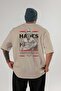 Hades 2 Mythology Back Printed Beige Oversize T-Shirt Men Women Cotton Crew Neck Tshirt - 2
