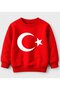 Sweatshirt Moon Star Flag Printed April 23Rd Printed Cotton Red Children's Sweatshirt - 3