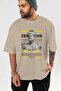 Zeus 3 Mythology Front Printed Beige Oversize T-Shirt Men Women Cotton Crew Neck Tshirt - 6