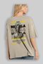 Medusa 4 Mythology Back Printed Beige Oversize T-Shirt Men Women Cotton Crew Neck Tshirt - 3