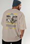 Minotaur 1 Mythology Back Printed Beige Oversize T-Shirt Men Women Cotton Crew Neck Tshirt - 7