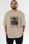 Hades 1 Mythology Front Printed Beige Oversize T-Shirt Men Women Cotton Crew Neck T-Shirt
